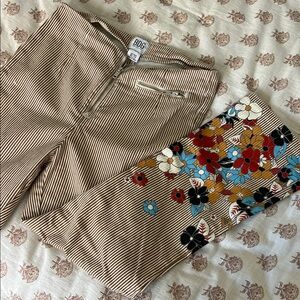 BDG Brown and White Striped Floral Pants - 29